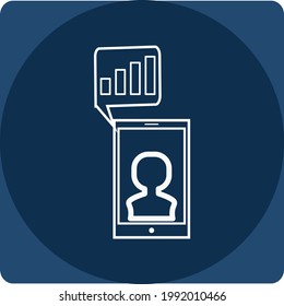business icons, vector in white lines and blue background