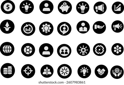business icons vectors illustrations black 