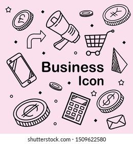 Business icons.Line art doodle style