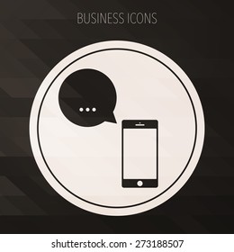 Business icon,Smartphone with bubble talk,Vector EPS10.