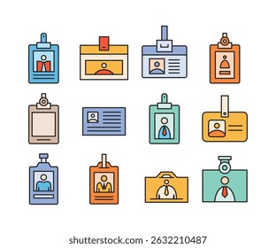 business id card badge icons set