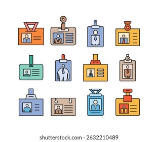 business id card badge icons set