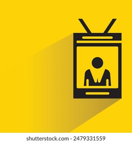 business and id card icon with drop shadow on yellow background