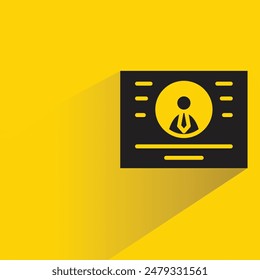 business and id card icon with drop shadow on yellow background