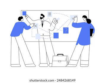 Idea de negocios abstracto concepto Ilustración vectorial. Grupo de socios de negocios discutiendo la nueva estrategia de inversión de inicio, recaudar dinero, idea de financiación, proceso de lluvia de ideas metáfora abstracta.