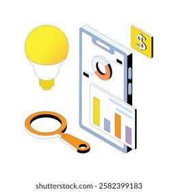 Business Idea Analysis vector Gradient isometric Style illustration. Eps 10 File
