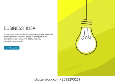 Página web del banner de Idea de Negocio. Concepto de nueva idea para su negocio