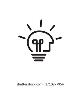 Idea de negocio Cabeza humana, Icono cerebral con plantilla vectorial de estilo lineal. Perfecto para web, suspiro, afiche, banner, aplicación y otras aplicaciones