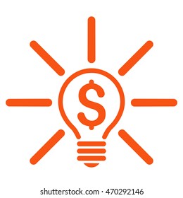 Business Idea Bulb icon. Vector style is flat iconic symbol with rounded angles, orange color, white background.