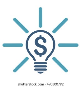 Business Idea Bulb icon. Vector style is bicolor flat iconic symbol with rounded angles, cyan and blue colors, white background.