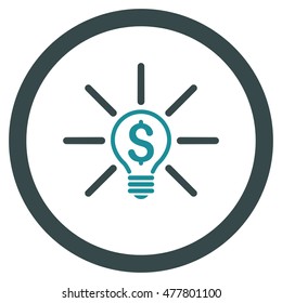 Business Idea Bulb rounded icon. Vector illustration style is flat iconic bicolor symbol, soft blue colors, white background.