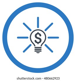 Business Idea Bulb rounded icon. Vector illustration style is flat iconic bicolor symbol, smooth blue colors, white background.
