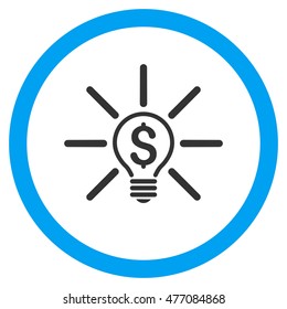 Business Idea Bulb vector bicolor rounded icon. Image style is a flat icon symbol inside a circle, blue and gray colors, white background.