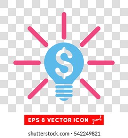 Business Idea Bulb vector icon. Image style is a flat pink and blue pictograph symbol.