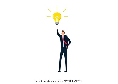 Business idea. businessman company leader got solution to solve business problem or creativity thinking.