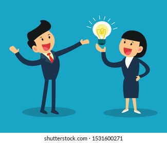 business idea concept. businesswoman getting idea.