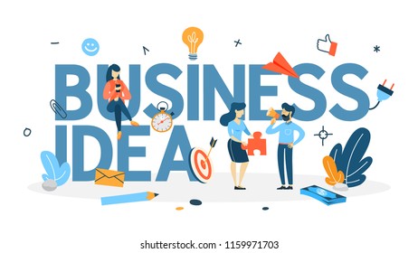 Business idea concept. Light bulb as a metaphor of idea. Brainstorm in teamwork. Creative mind. Flat vector illustration