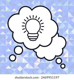 Business idea concept. Light bulb in speech bubble. Vector illustration.