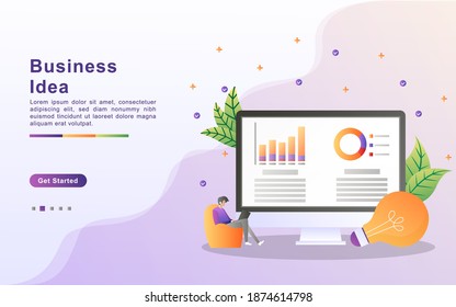 Business idea concept. Business meeting and brainstorming. Idea and business concept for teamwork. Business solutions, creative ideas. Can use for web landing page, banner, mobile. Vector Illustration