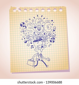 business idea concept note paper cartoon sketch