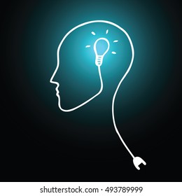 Business idea concept. Thinking head. Design element.