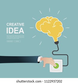 Business idea concept. Turn ideas, creative innovations and brainstorming.Vector illustration.