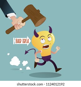 Business idea concept.Eradication of bad ideas. Vector illustration.