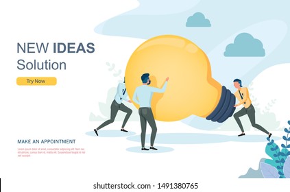Business idea creative team work with flat design concept 