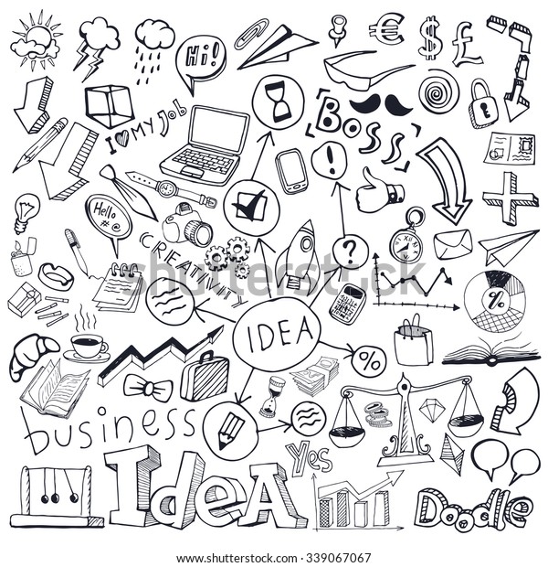 Business Idea Doodle Set Isolated Vector Stock Vector (Royalty Free ...