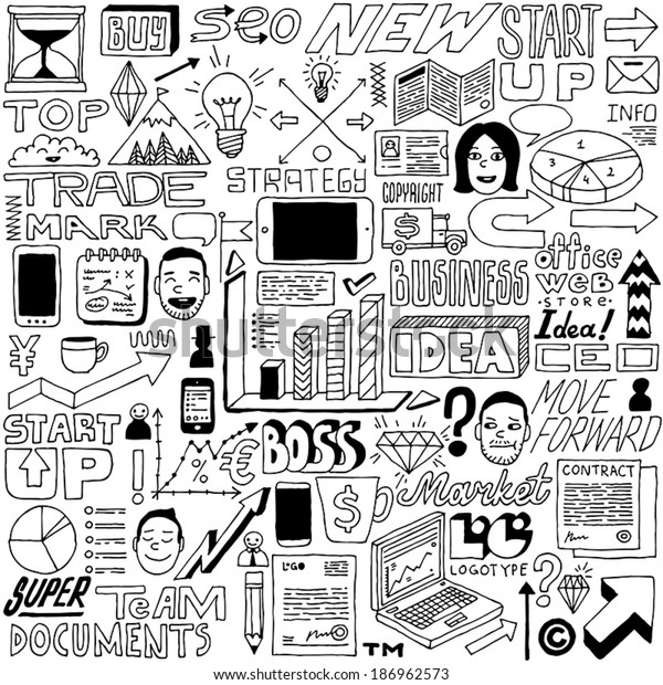 Business Idea Doodle Set Vector Illustration Stock Vector (Royalty Free ...