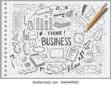 Business Idea doodles icons set. Vector illustration. isolated on white background.