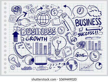 Business Idea doodles icons set. Vector illustration. isolated on white background.