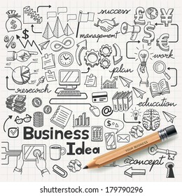 Business Idea doodles icons set. Vector illustration. - Shutterstock ID 179790296