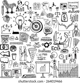 Business Idea doodles icons set. Vector illustration.