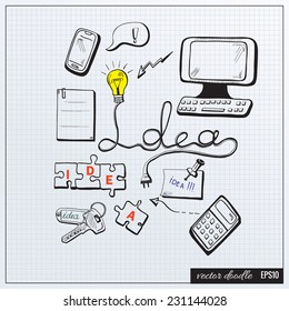 Business Idea doodles set. Vector illustration.