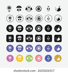 Business Idea Finance Icons Startup Management Success Strategy Growth