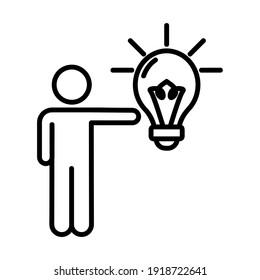 Business idea flat icon. Pictogram for web. Line stroke. Isolated on white background. Vector eps10. Teamwork creativity