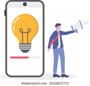 Business Idea Graphic Information Concept. Business Idea Concept Design. Checking information with magnifying glass. Flat design illustration on background.


