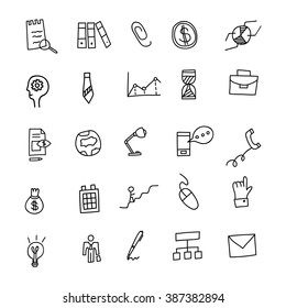 Business Idea hand drawn doodles icons set. Vector illustration