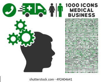 Business Idea icon with 1000 medical business green and gray vector design elements. Set style is flat bicolor symbols, white background.