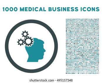 Business Idea icon with 1000 medical commercial soft blue vector design elements. Clipart style is flat bicolor symbols, white background.