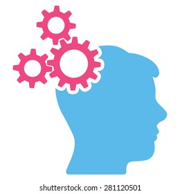 Business idea icon from Business Bicolor Set. This isolated flat symbol uses light blue and pink colors.
