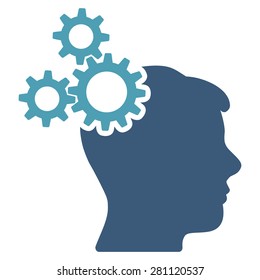Business idea icon from Business Bicolor Set. This isolated flat symbol uses blue and cyan colors.