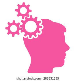 Business idea icon from Business Bicolor Set. Vector style: flat symbols, pink color, rounded angles, white background.