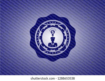 business idea icon with denim texture