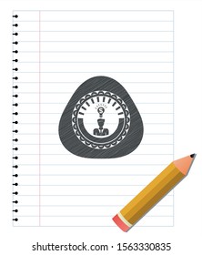 business idea icon emblem draw with pencil effect. Vector Illustration. Detailed.
