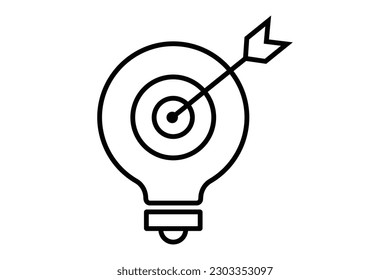 Business idea icon illustration. Light bulb icon. icon related to creative idea, target, vision, mission. Line icon style. Simple vector design editable