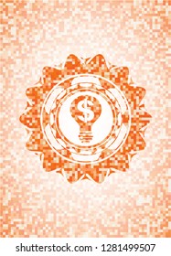 business idea icon inside abstract orange mosaic emblem with background