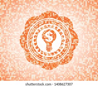 business idea icon inside abstract orange mosaic emblem with background