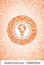 business idea icon inside abstract orange mosaic emblem with background